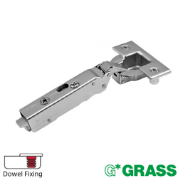 Grass Tiomos 95 Degree Overlay Cabinet Hinge with Dowels - Open Position